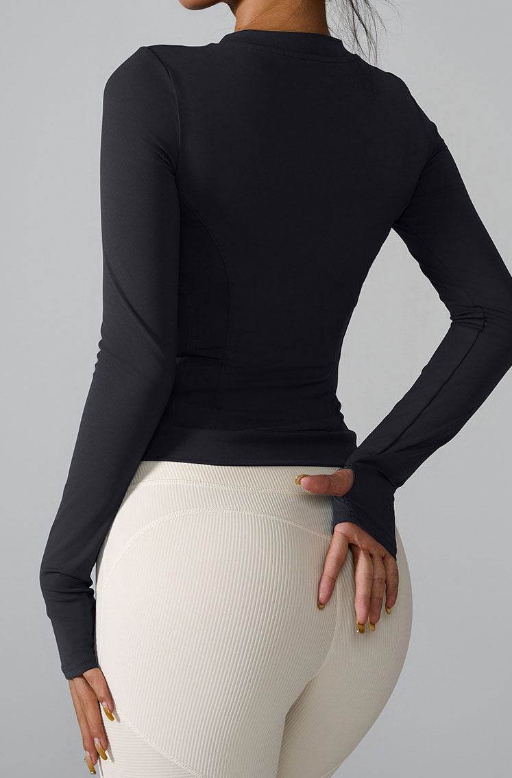 Slim Fit Workout Jacket Full Zip Long Sleeve Athletic Coat