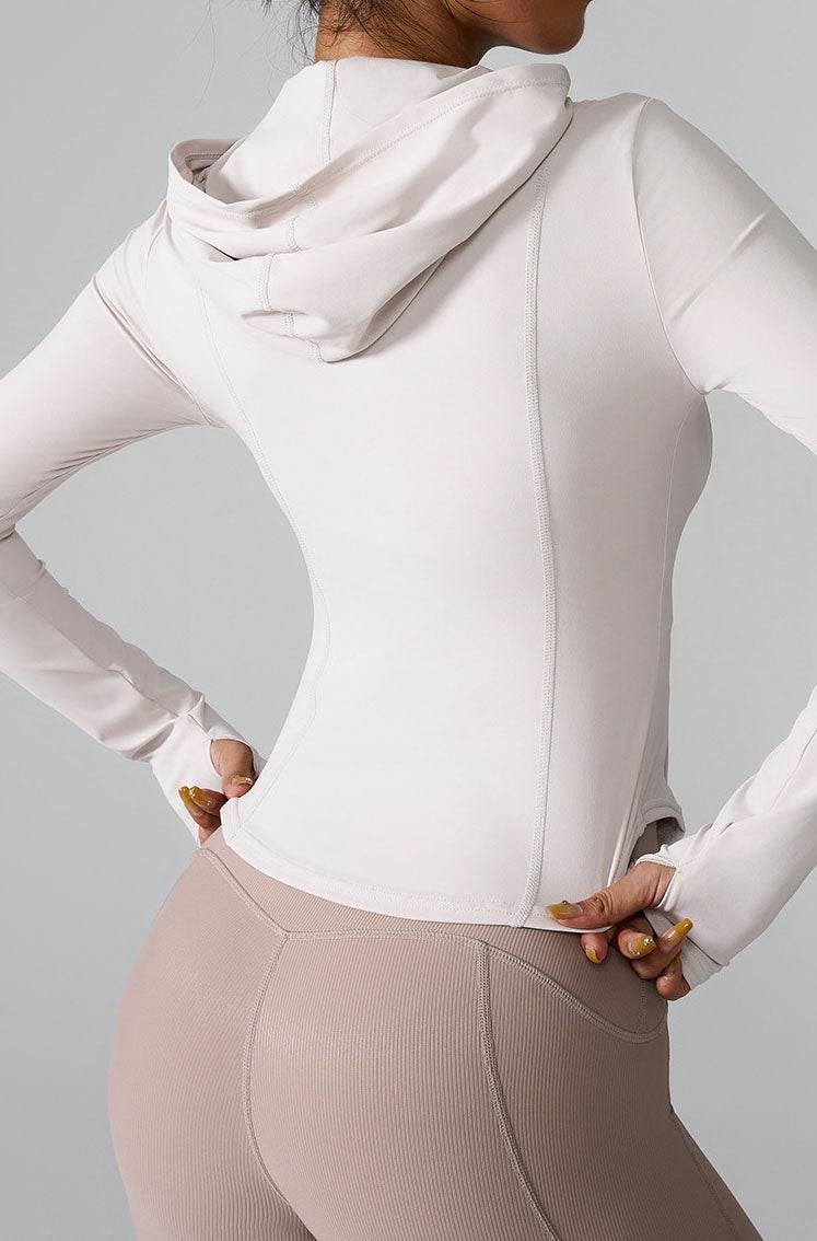 Athletic Hooded Coat Zipper Yoga Long sleeve Jacket