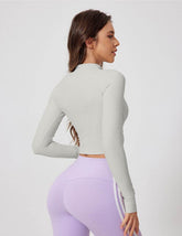 Long Sleeve Crop Sports Jacket with Thumb Hole