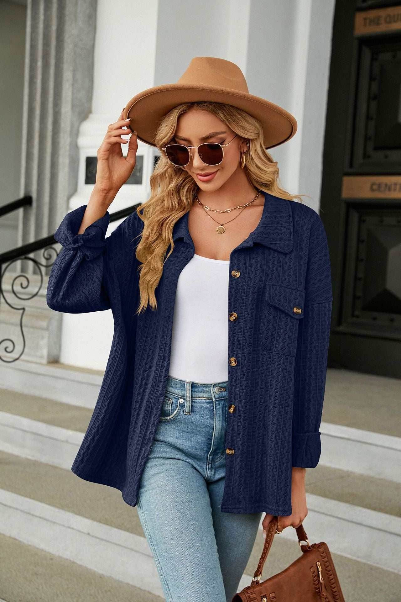 Casual Long Sleeve Button Down Shirt Coat