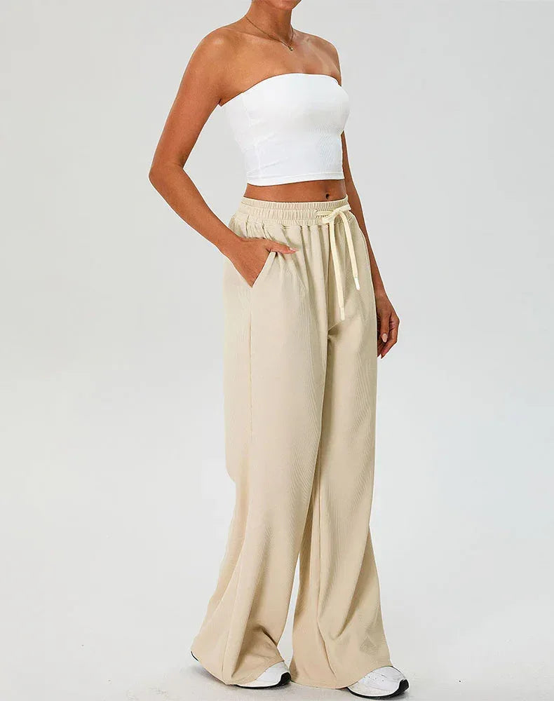 Activewear Set with Strapless Crop Tube Top and Sweatpant -