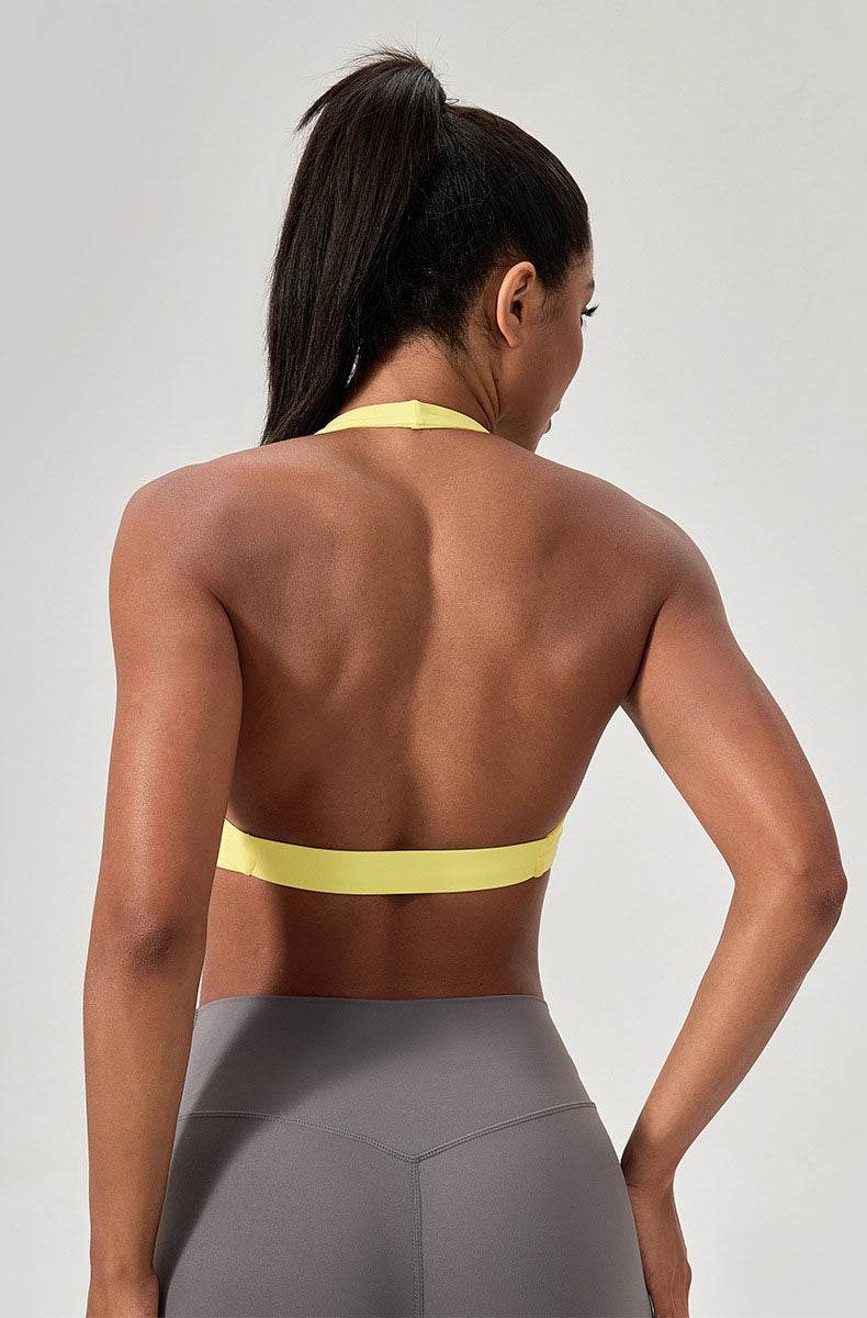 Twist Front Halter Straps Sports Bra -