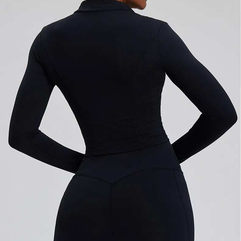 Long Sleeve Half Zip Yoga Jacket with Pocket | Stylish & Functional