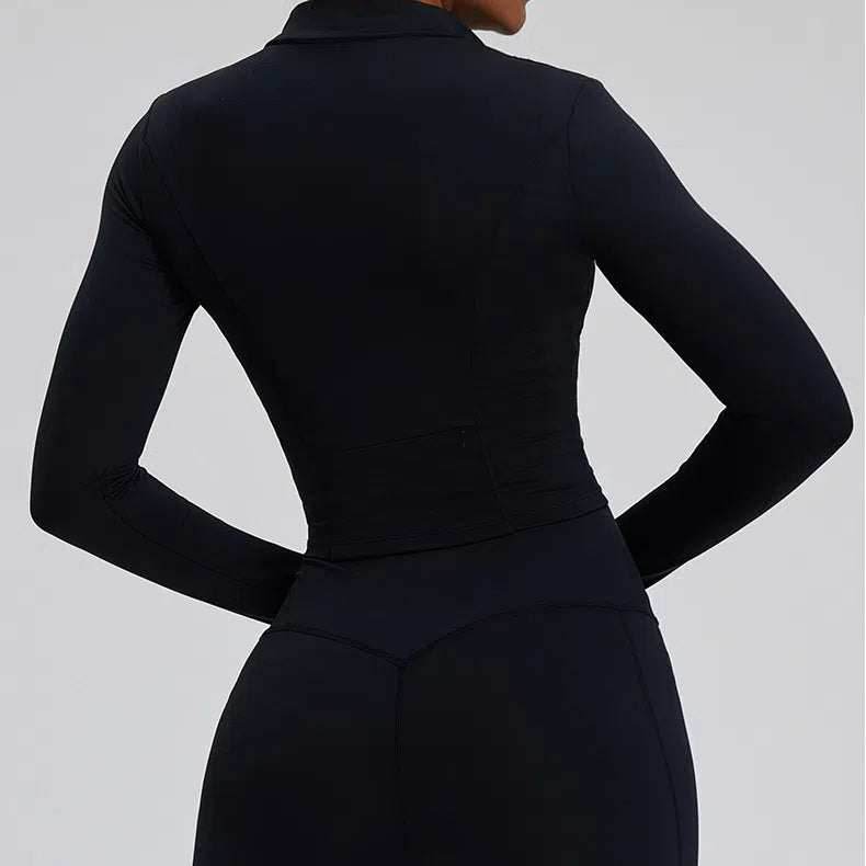 Long Sleeve Half Zip Yoga Jacket with Pocket