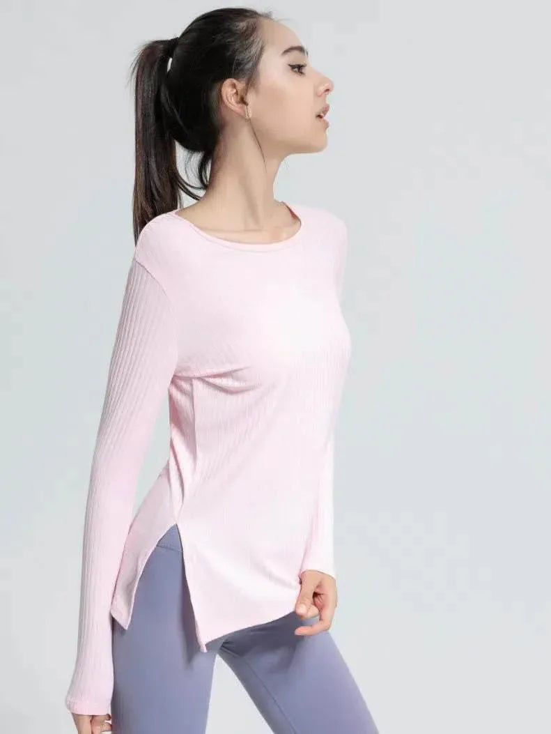 Long Sleeve Ribbed Sports T-Shirts -