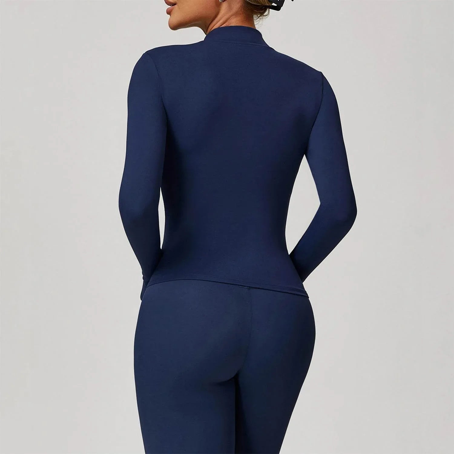 Zip Up Workout Jacket Long Sleeve Athletic Coat with Pockets -