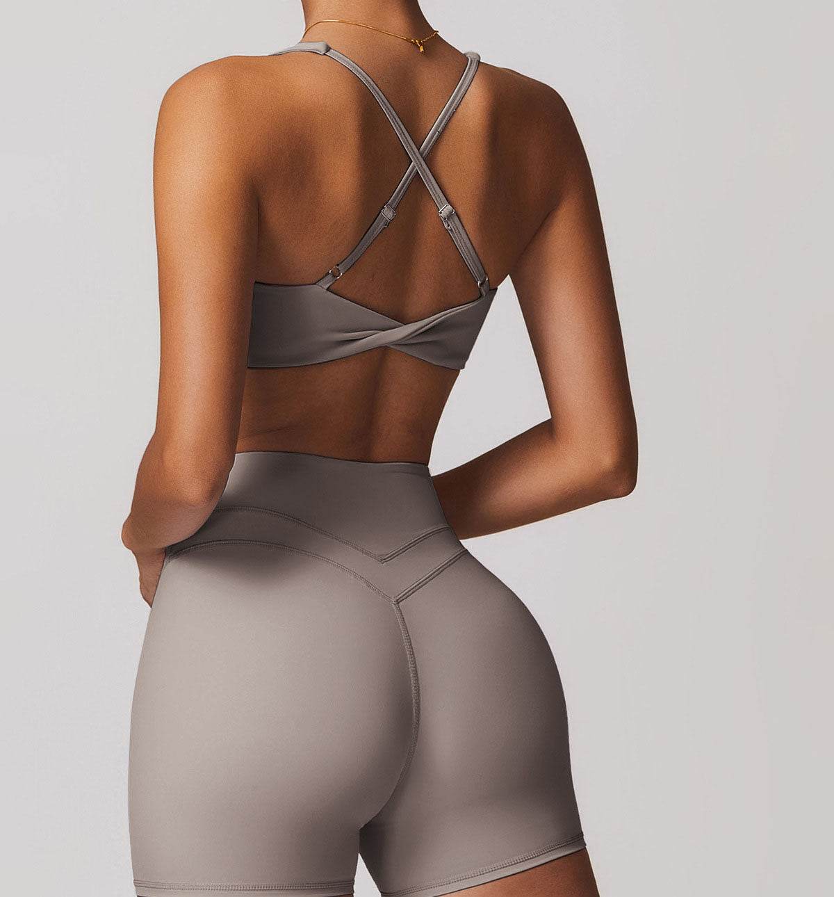 V Neck Twist Back Sports Bra with Padded