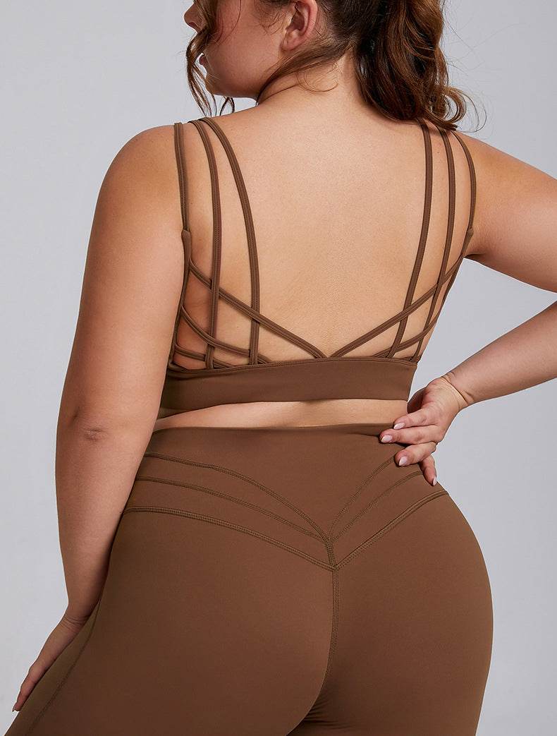 V Neck Cross Back Sports Bra