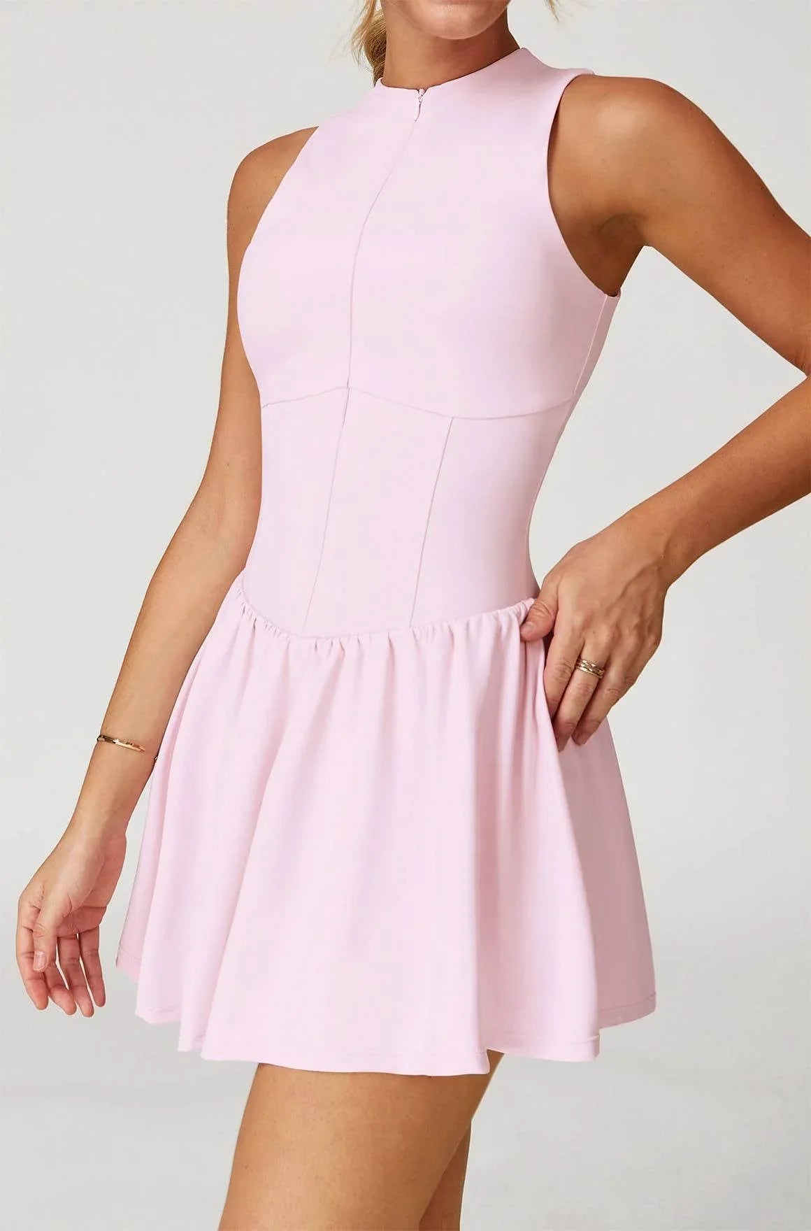 Zipper Tennis Dress with Short and Pocket -