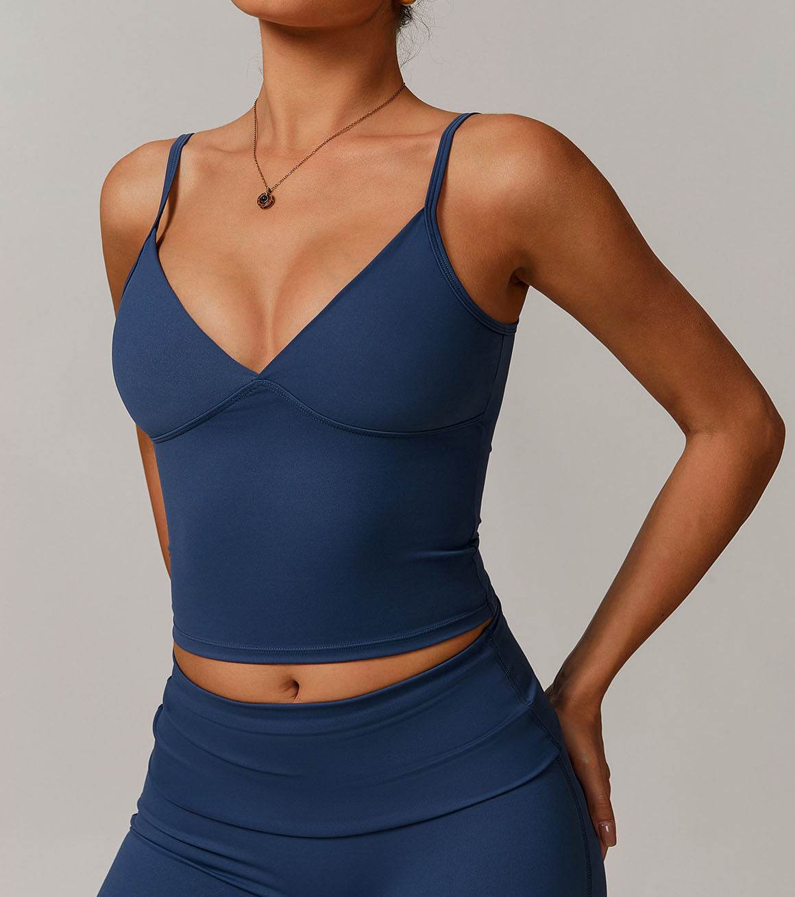 V Neck Spaghetti Fitted Crop Tank Tops