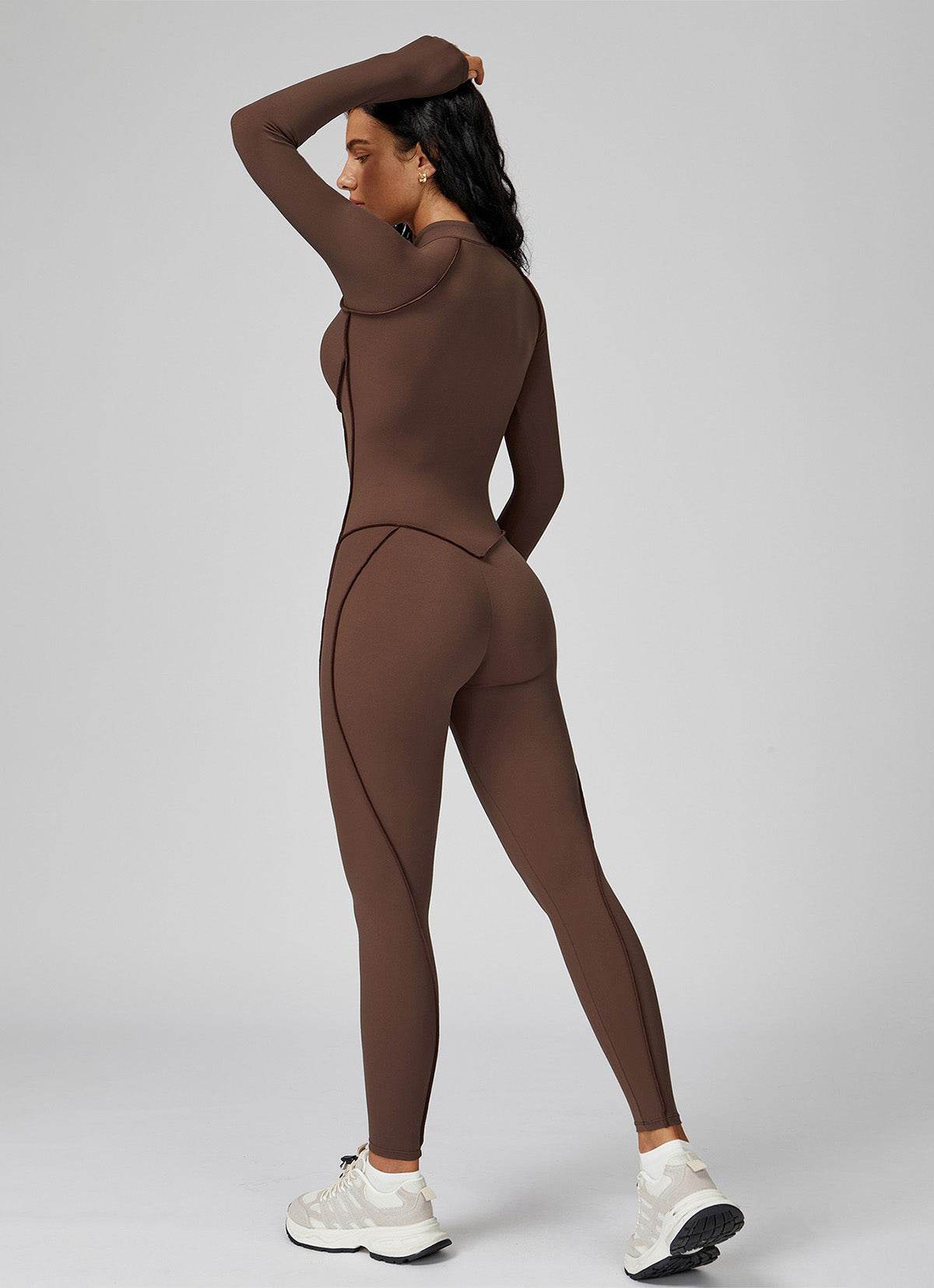 Long Sleeve Zip Front Sport Jumpsuits One Yoga Rompers