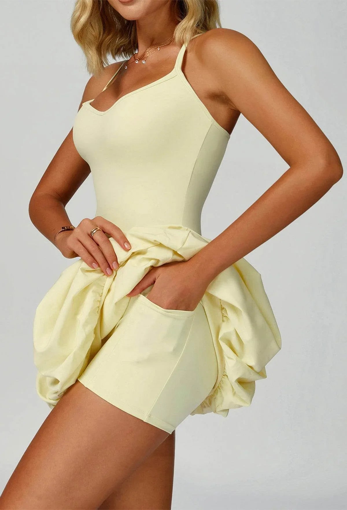 Cross Back Tennis Dresses with Short and Pocket -