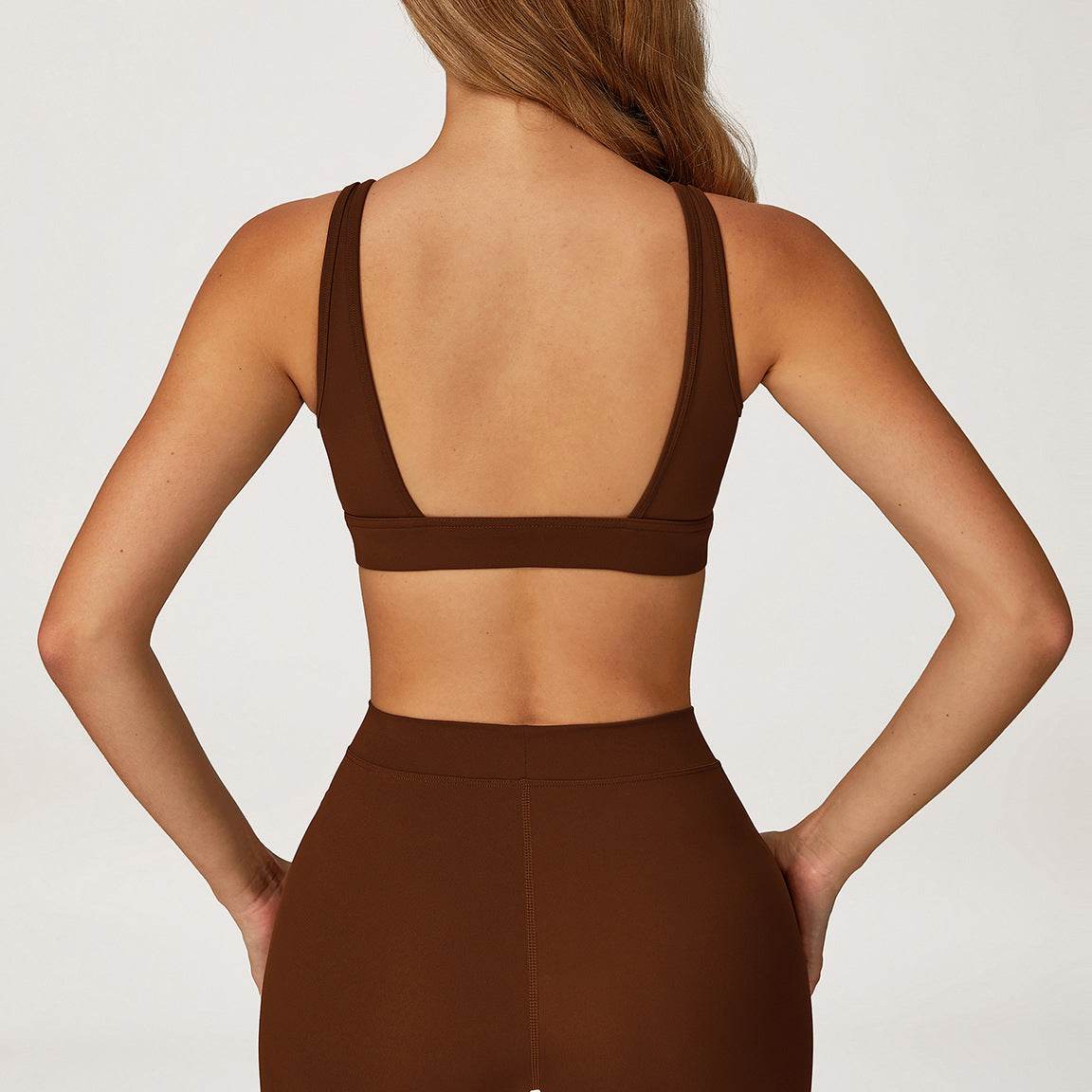 Deep V-Neck Sports Bra with Removable Bra Pad