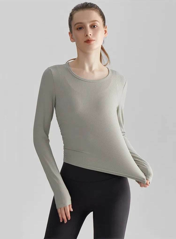 Long Sleeve Yoga T-Shirts - Raw Linen