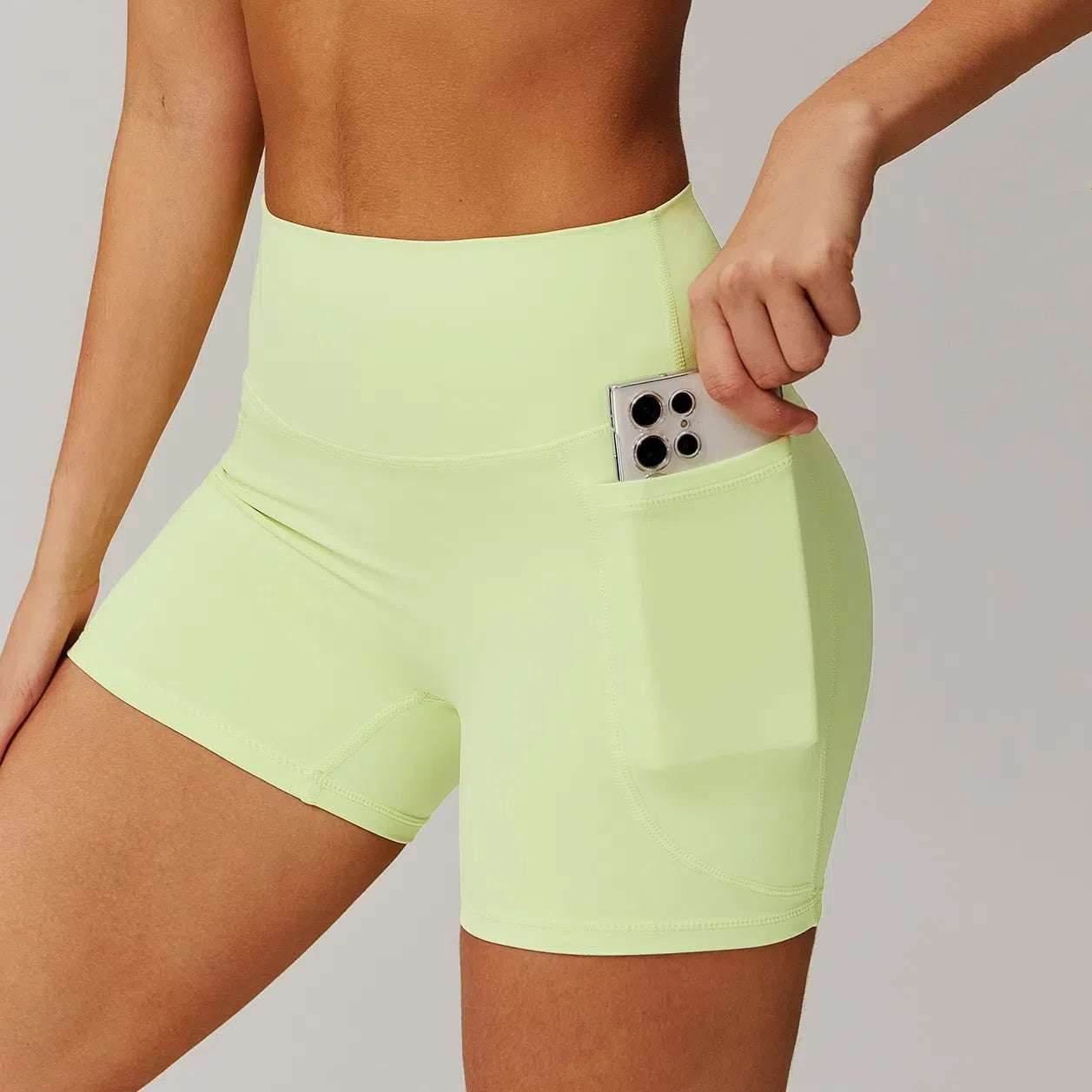 Solid High Waist Yoga Short