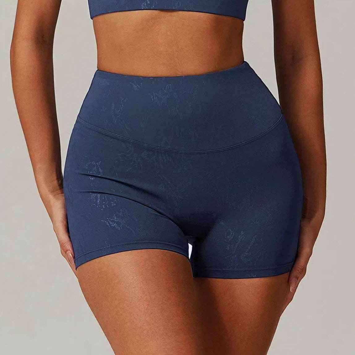 High Waist Yoga Short With Gold Blocking Pattern