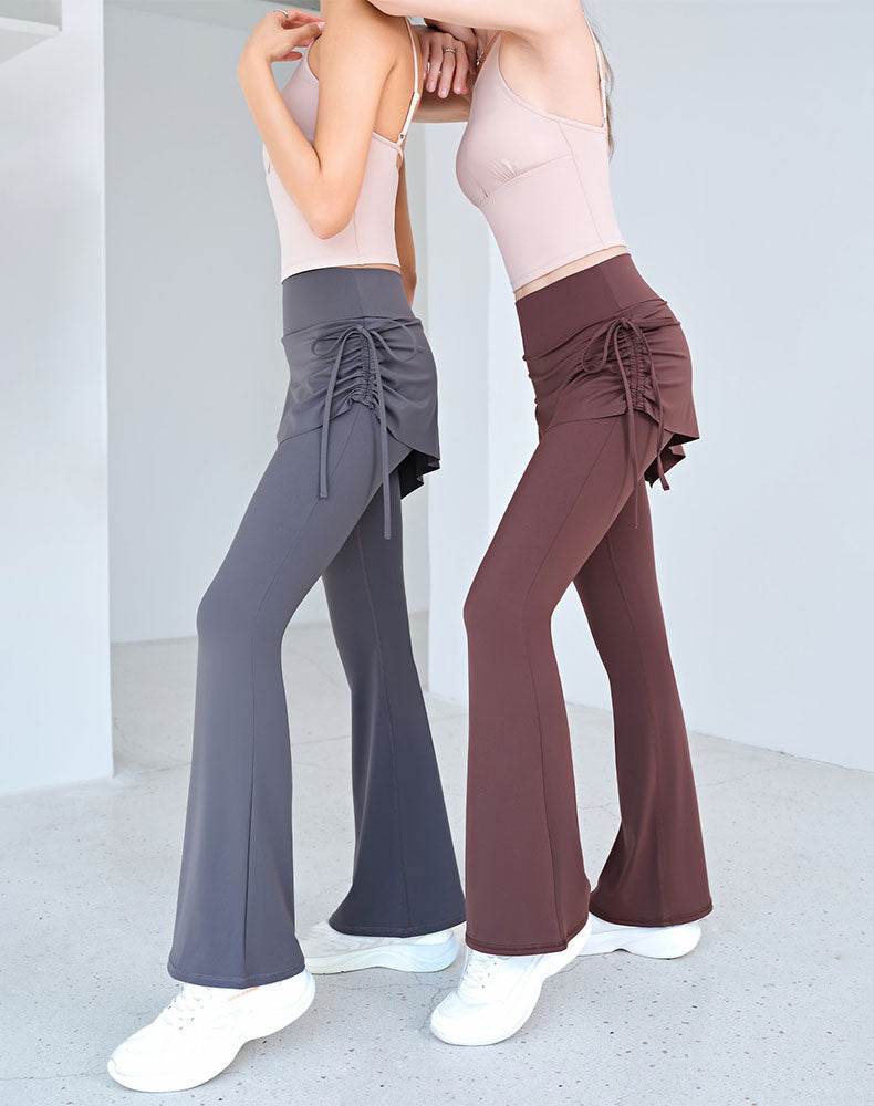 Fake Two Pieces Legging with Skirt Yoga Flared Pants