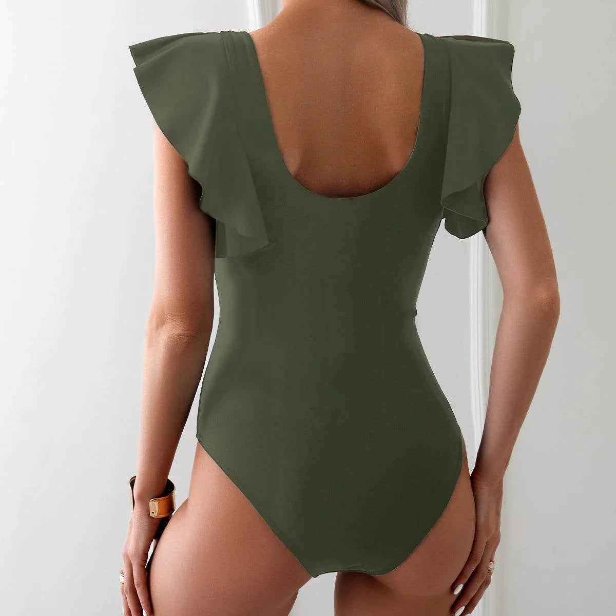 Ruffle Cutout One Piece Swimsuit -