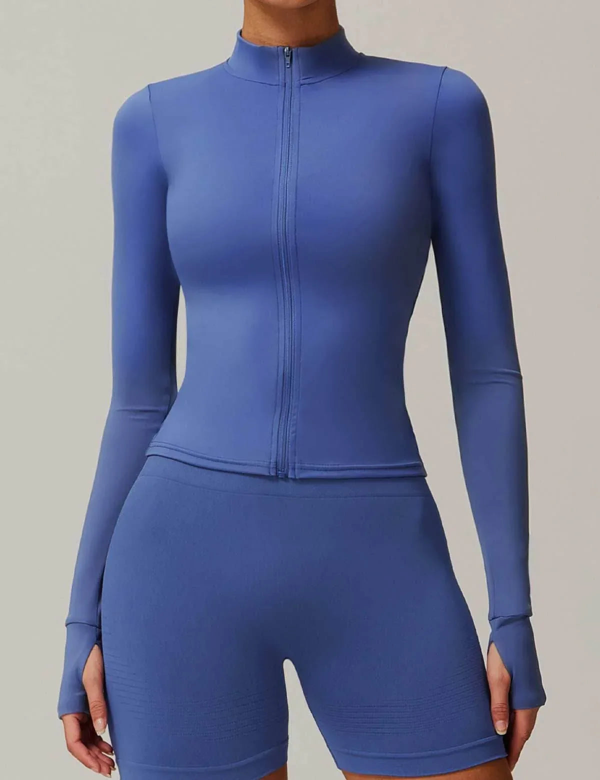 Long Sleeve Sports Jacket With Finger Sleeve - Glaze Purple