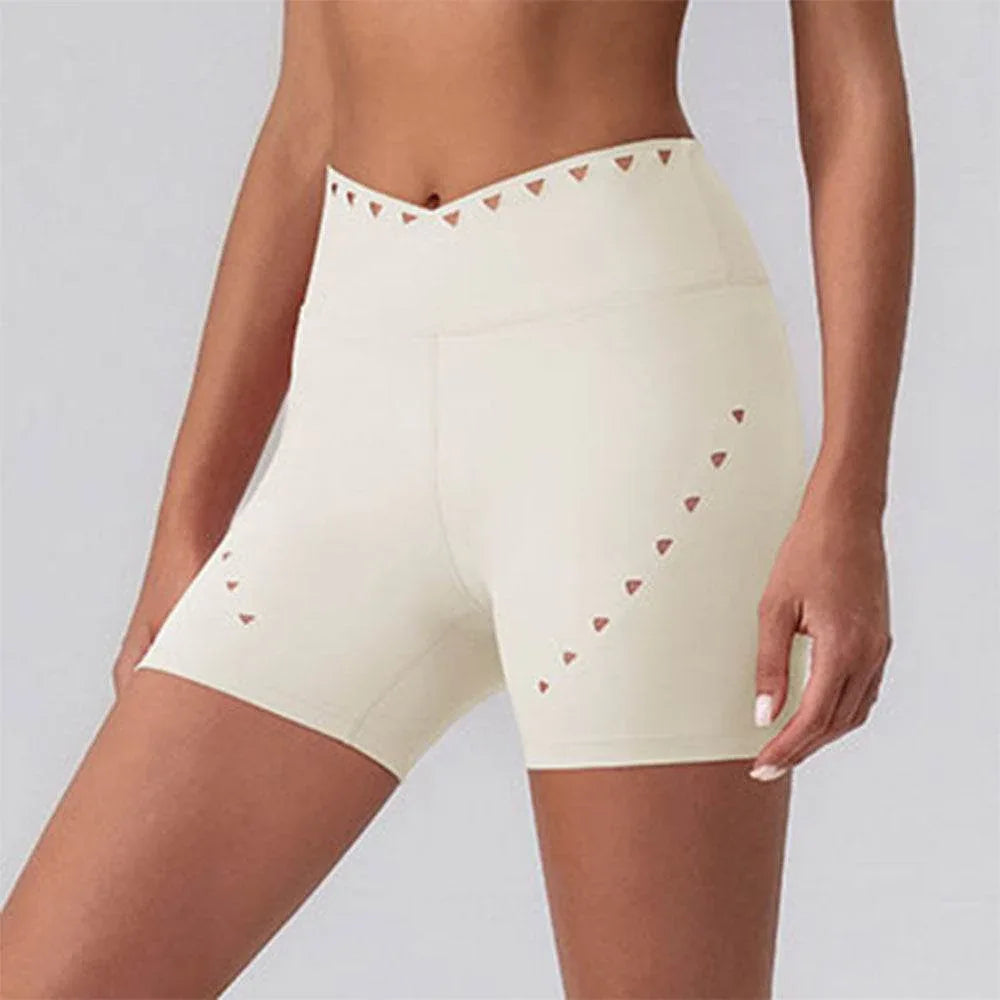 High Waist Tummy Control Hollow Out Yoga Shorts -