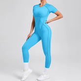 Short Sleeve Backless Yoga Jumpsuits