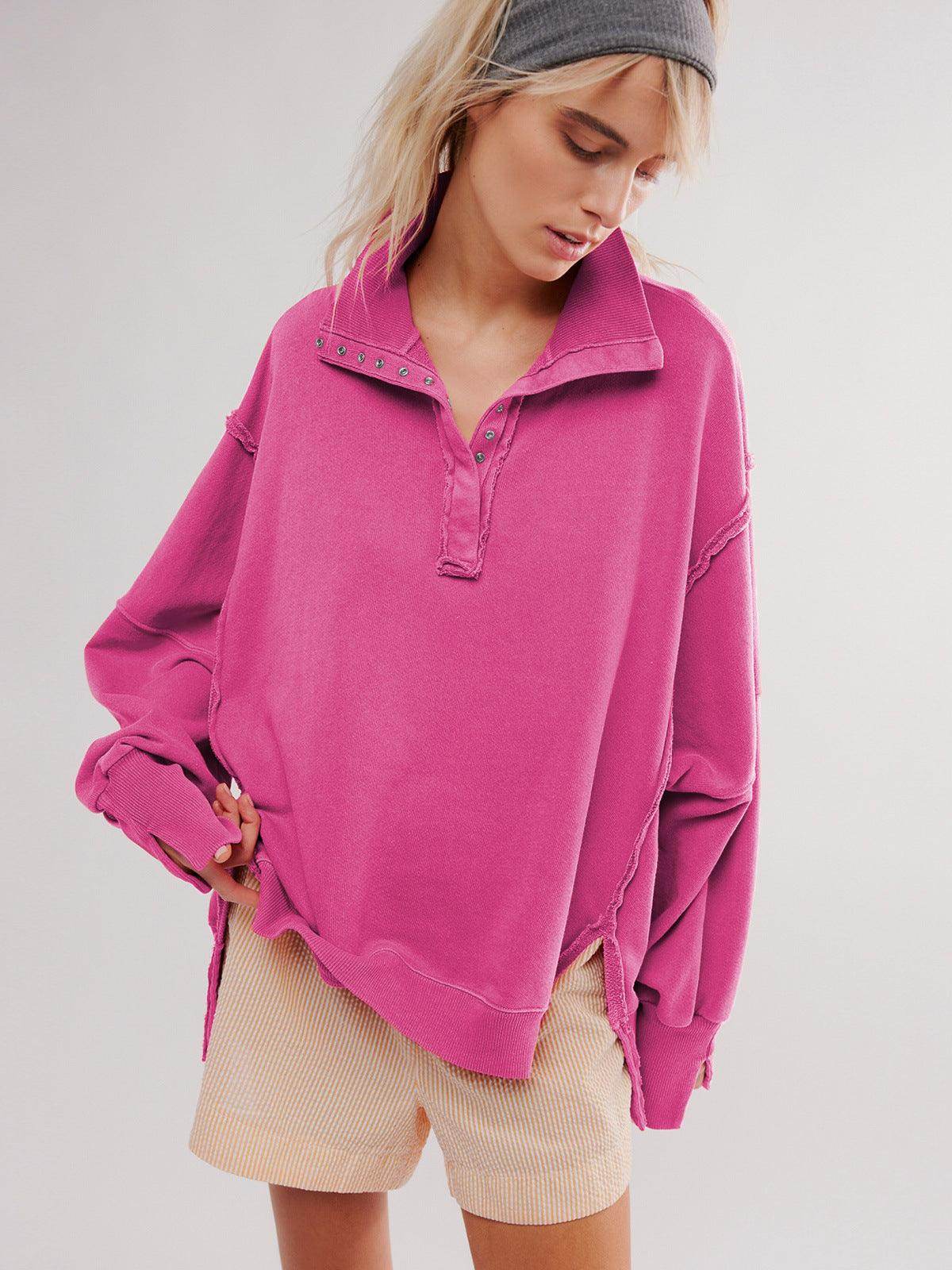 Oversized V Neck Long Sleeve Hoodies Pullover