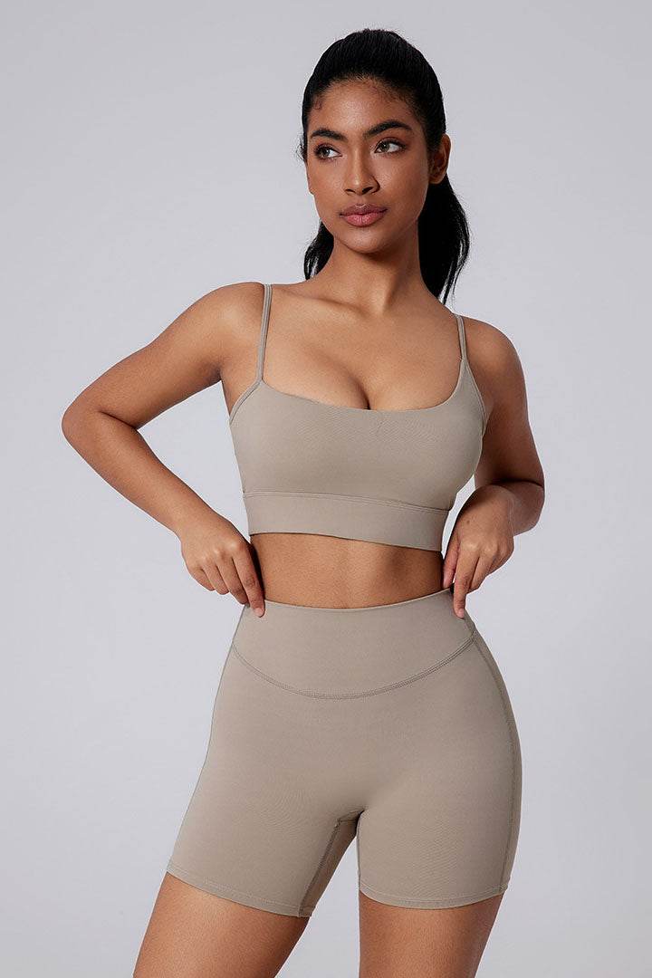 Square Neck Thin Strap Sports Bra