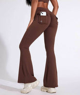 High Waist Yoga Flared Pant With Tooling Pocket