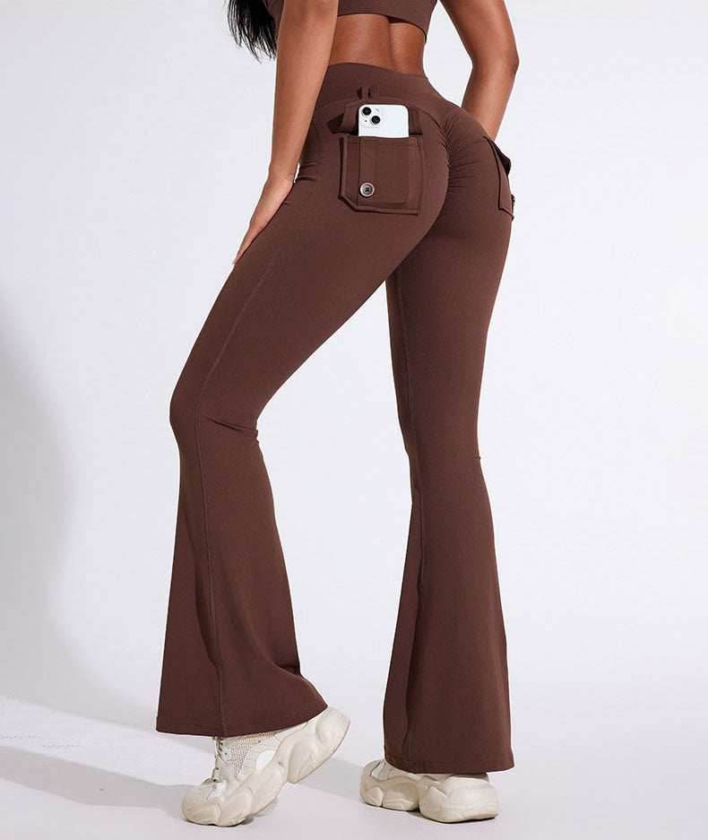 High Waist Yoga Flared Pant With Tooling Pocket
