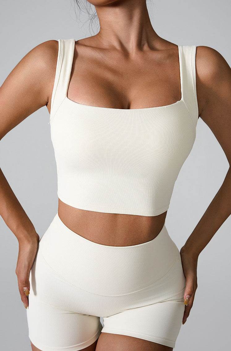 Sleeveless Square Neck Workout Yoga Training Crop Tank Top