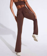 High Waist Yoga Flared Pant With Tooling Pocket