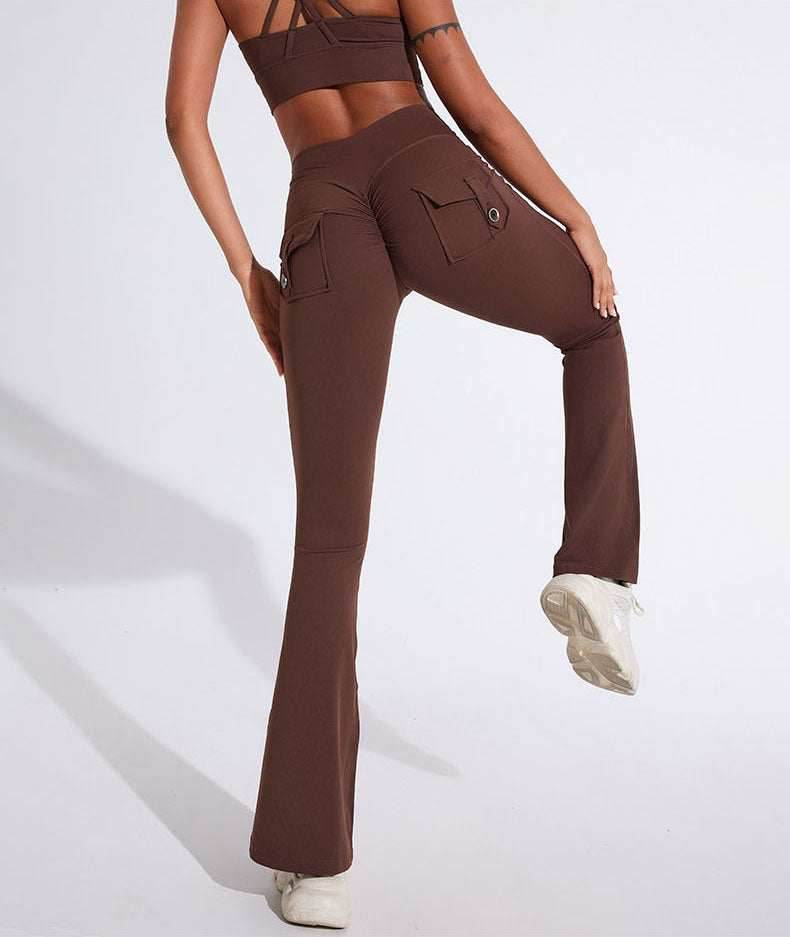 High Waist Yoga Flared Pant With Tooling Pocket