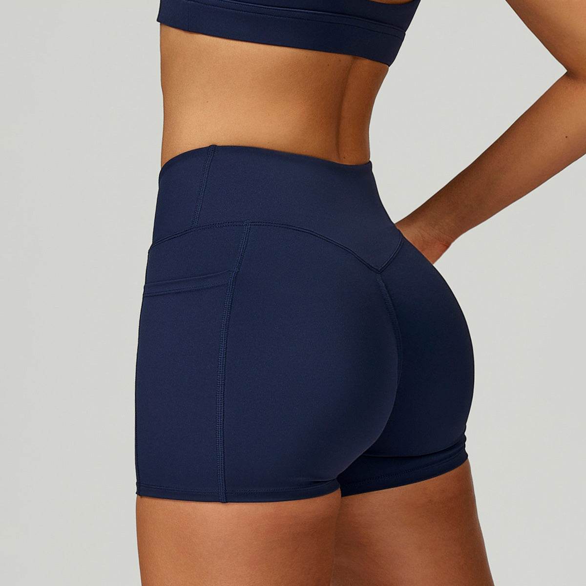 Cross Waist Yoga Shorts with Pockets