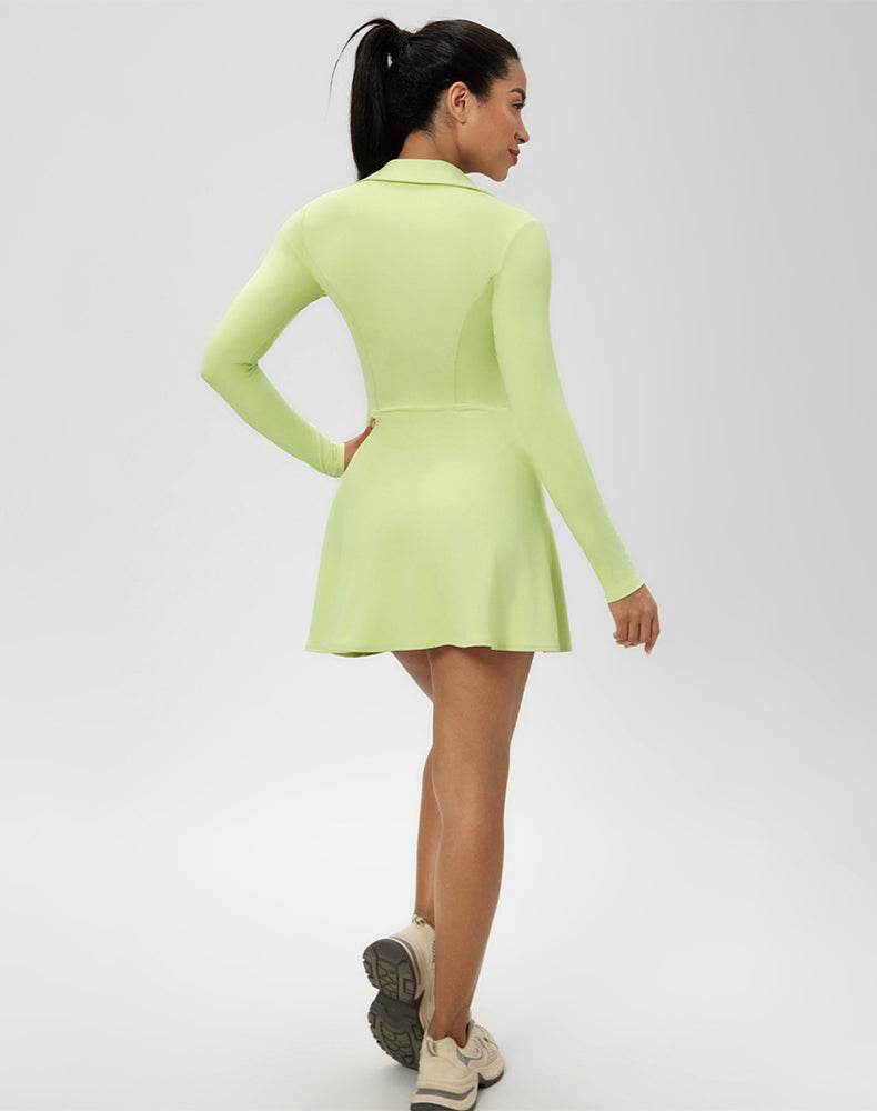 Long Sleeve V Neck Tennis Dress -