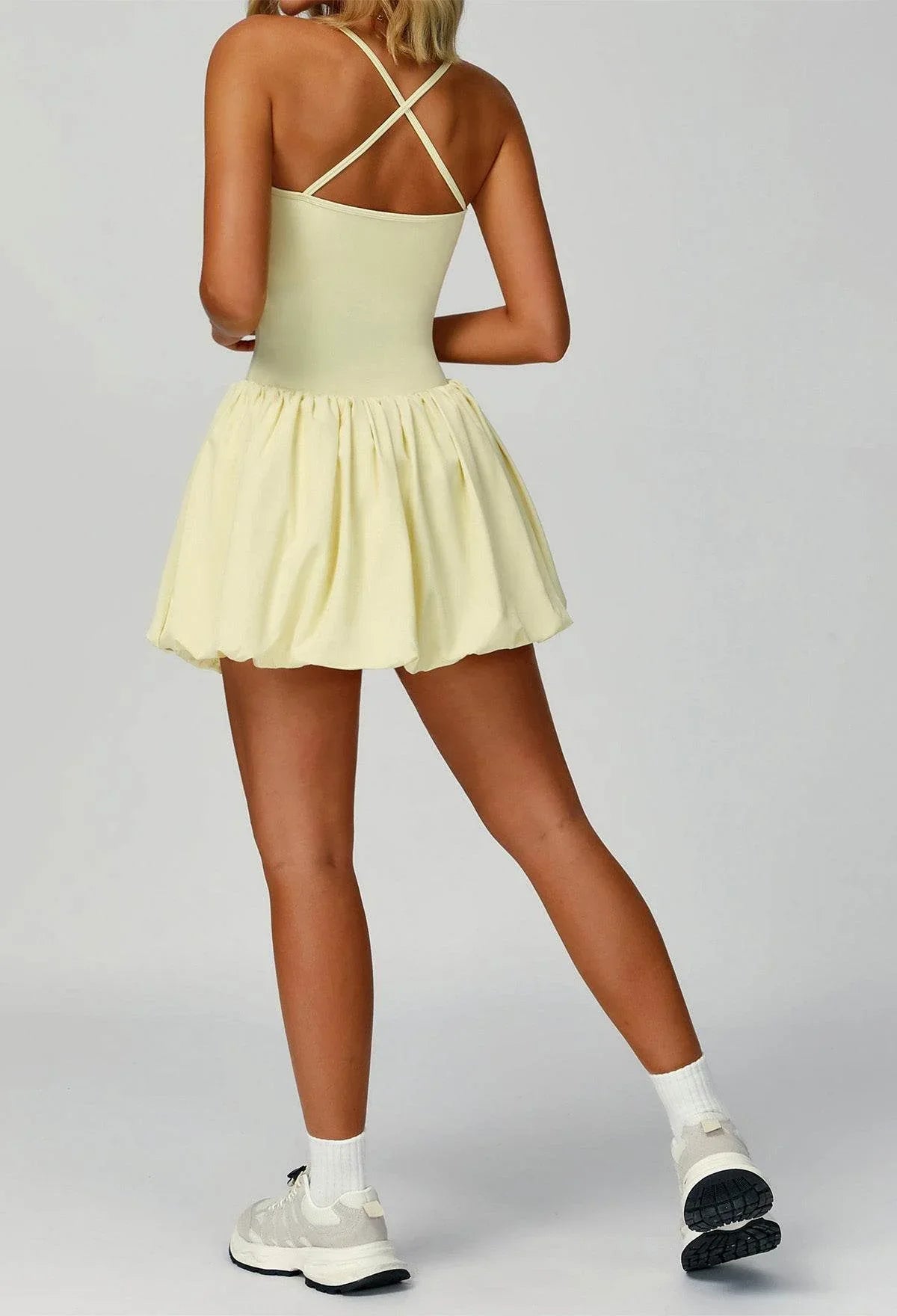 Cross Back Tennis Dresses with Short and Pocket -
