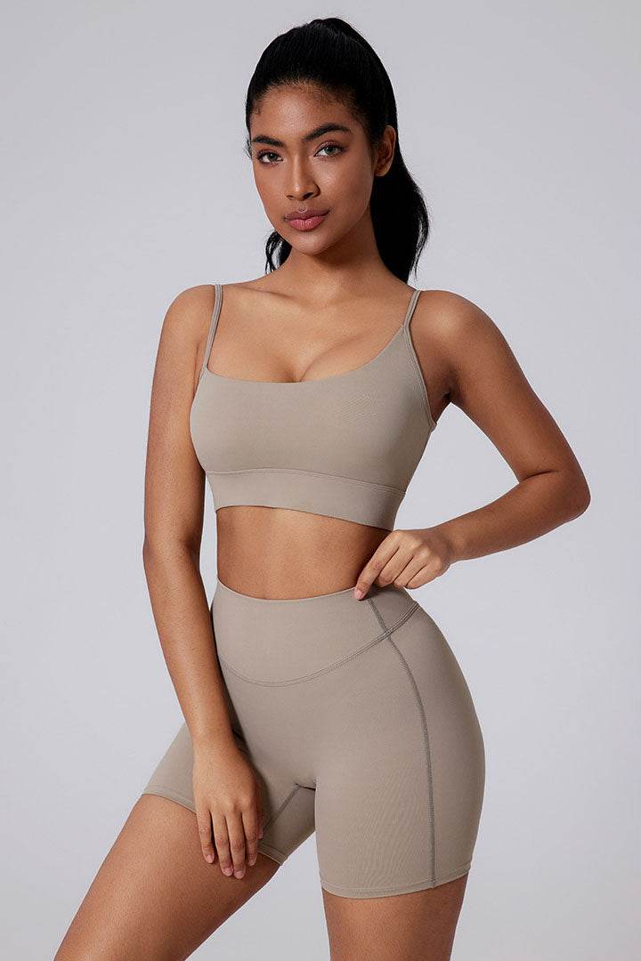 Square Neck Thin Strap Sports Bra
