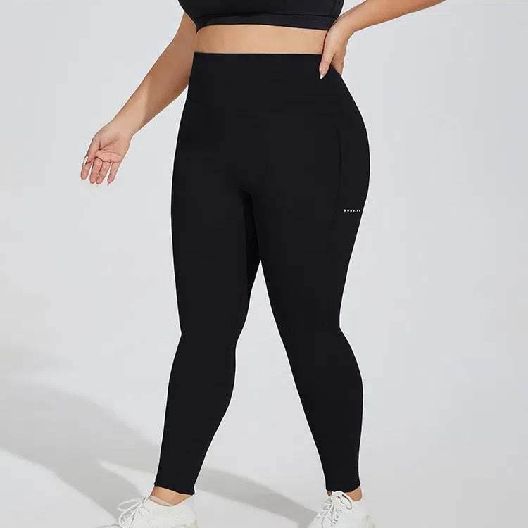 Plus Size Seamless Sports Leggings With Pocket