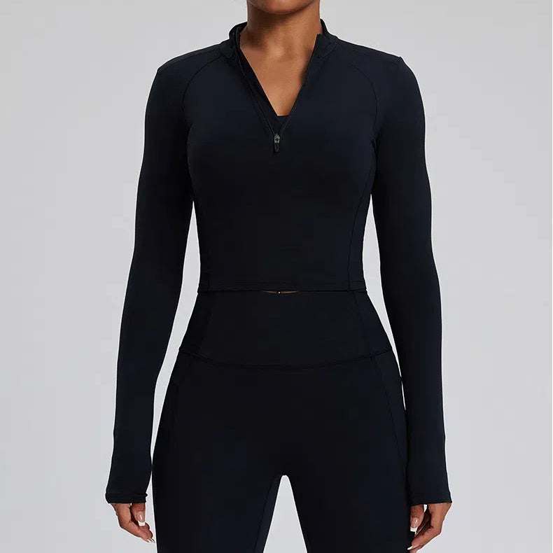 Long Sleeve Half Zip Yoga Jacket with Pocket | Stylish & Functional
