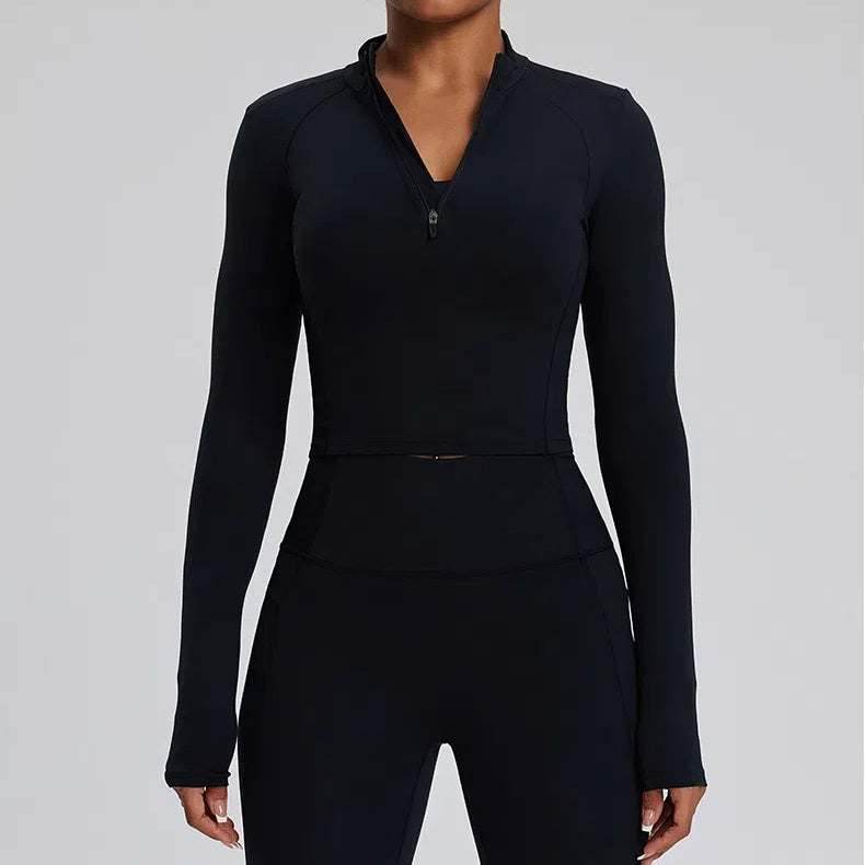 Long Sleeve Half Zip Yoga Jacket with Pocket