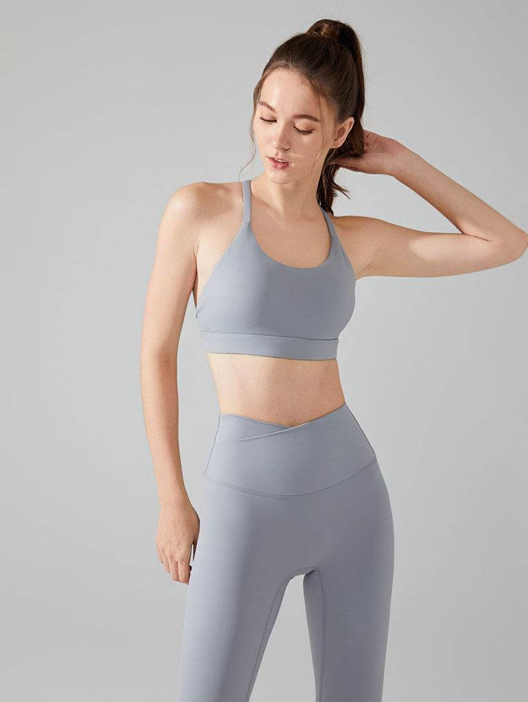 Cross Spaghetti Straps Sports Bra with Removable Chest Pad