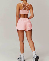 Activewear Set With Cross Back Sports Bra and Shorts