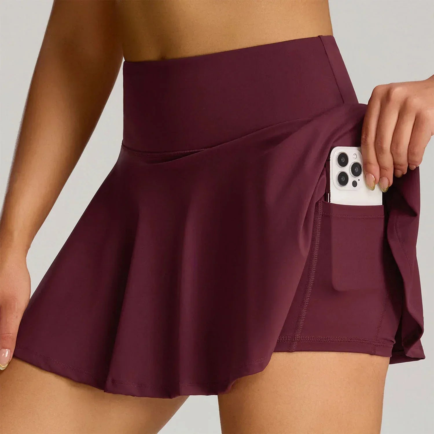 High Waisted Pleated Tennis Skirts with Short and Pocket -