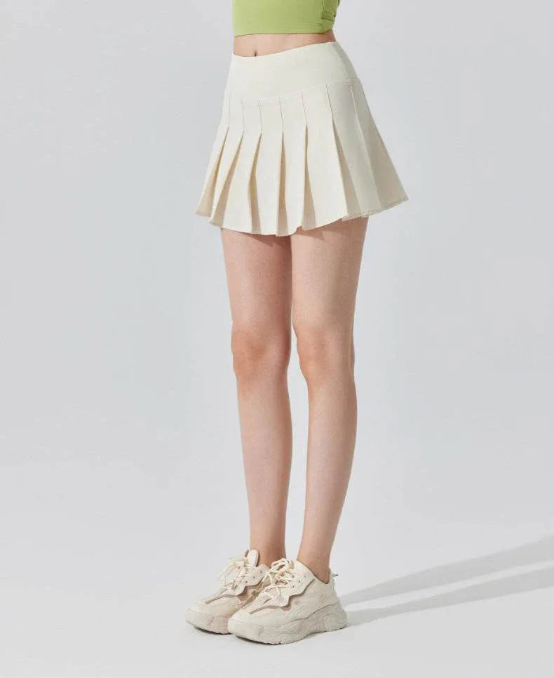 Pleated Tennis Mini Skirt with Shorts and Pockets -