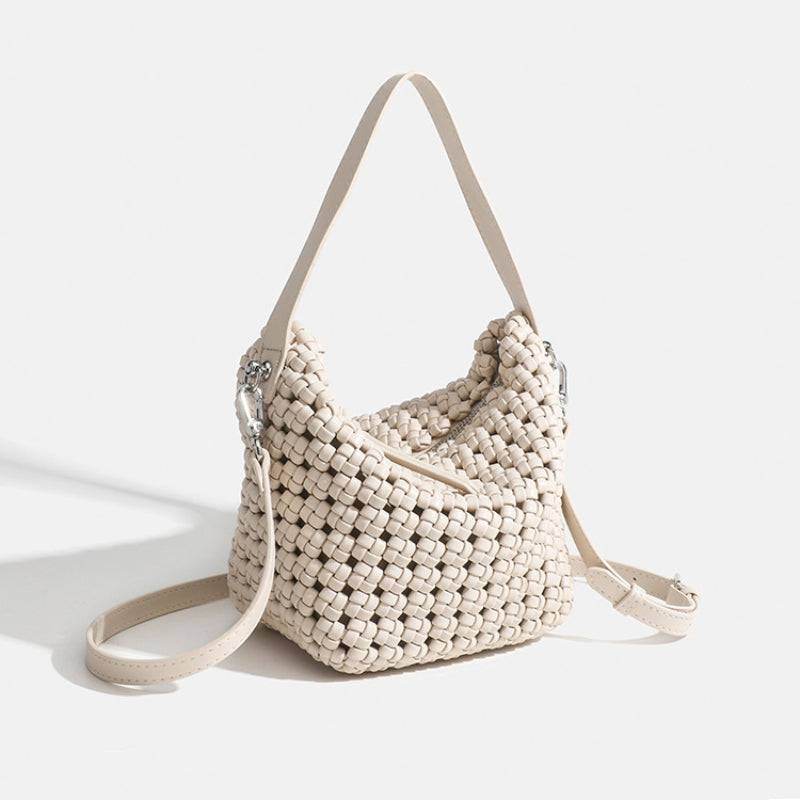 PU Handmade Woven Bucket shape Tote bag