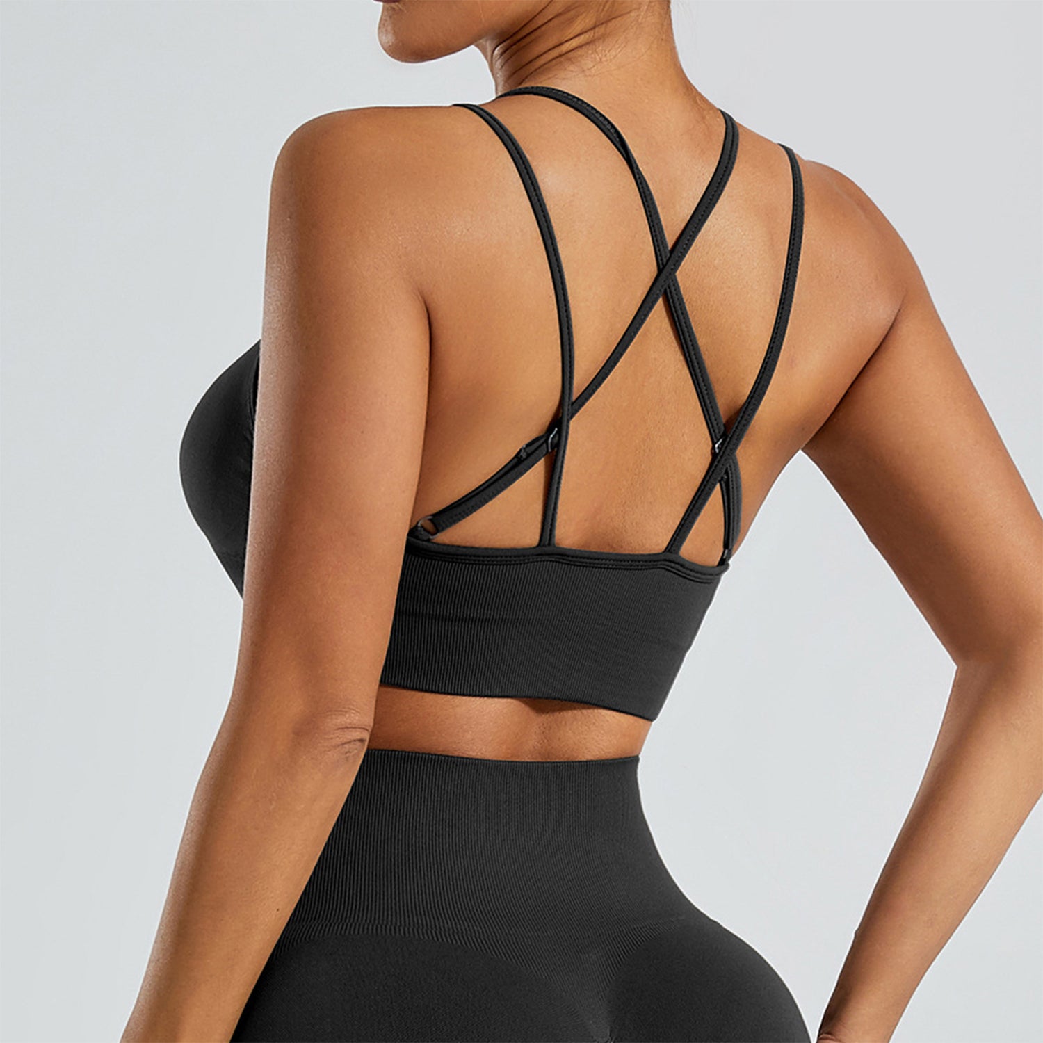 Strappy Adjustable Criss Cross Sports Bra Yoga Crop Tops