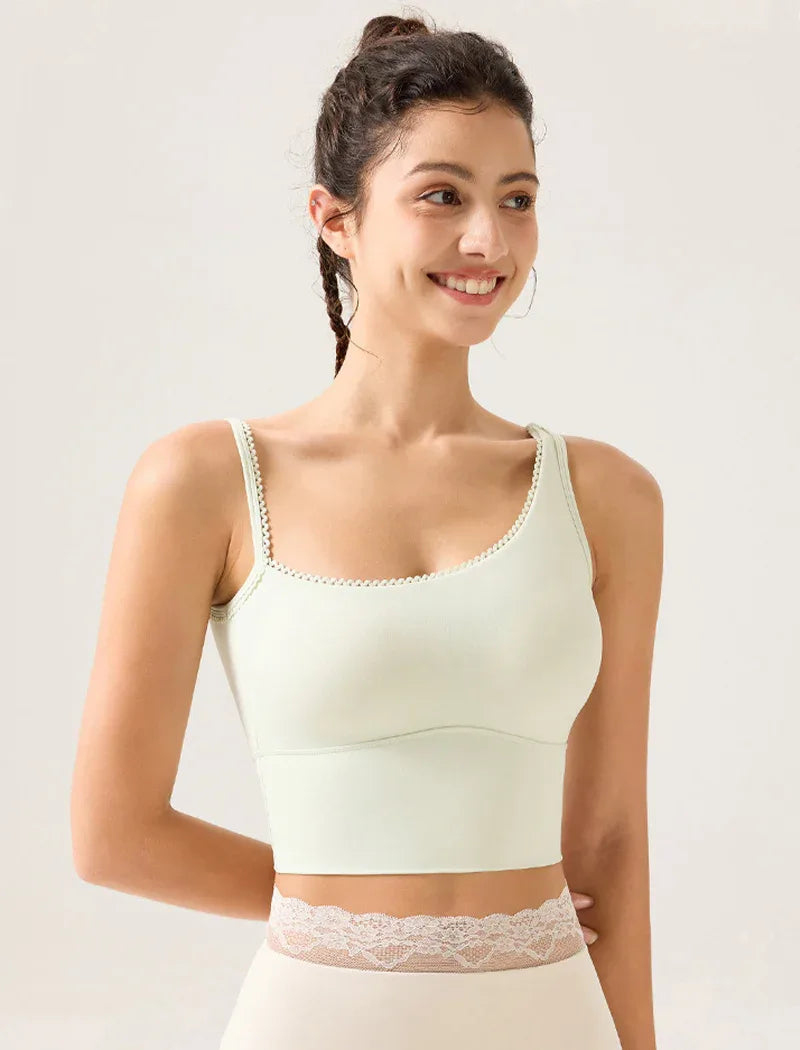 Lace Trim Tank Tops Asymmetrical Shoulder Straps Camisole -