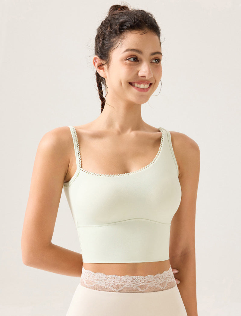 Lace Trim Tank Tops Asymmetrical Shoulder Straps Camisole