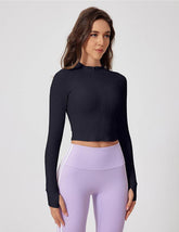 Long Sleeve Crop Sports Jacket with Thumb Hole
