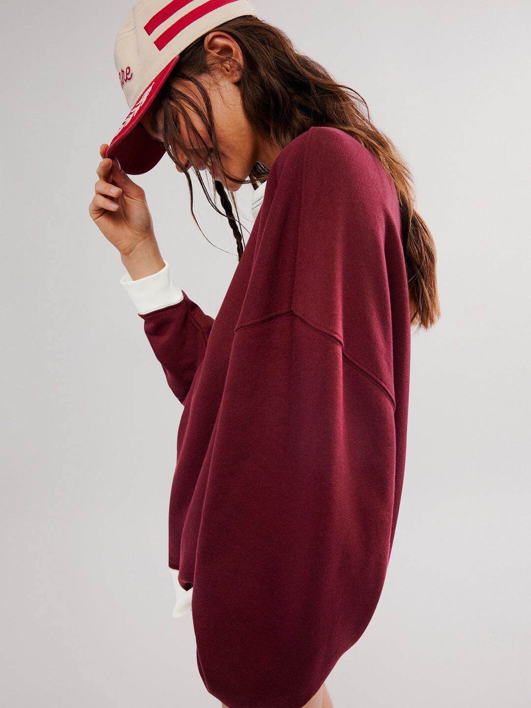 Oversized Color Block Long Sleeve Sweatshirt