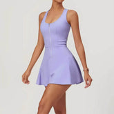 Sleeveless Tennis Dress with Built in Shorts and Padded Bra